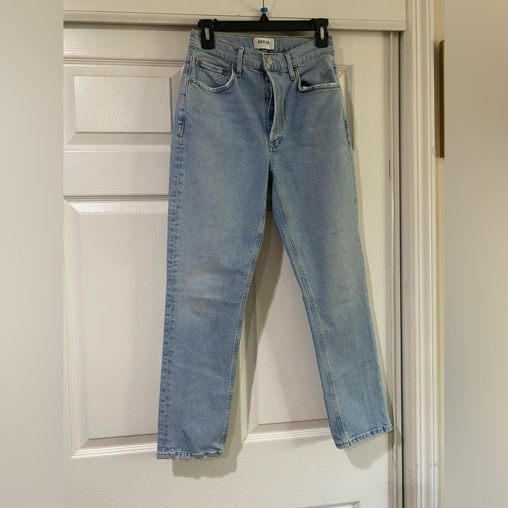 Agolde Women Straight Leg Jeans in Light Blue Wash